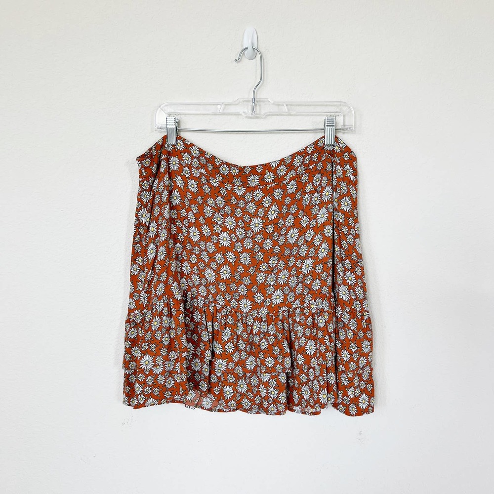 Forever 21 Rust Orange Daisy Print Mini Skirt